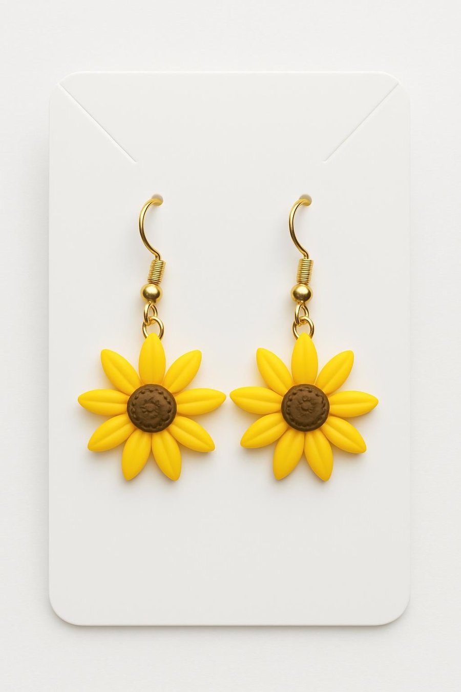 Handmade Polymer Clay Sunflower Dangle Earrings, Colourful Boho Jewellery