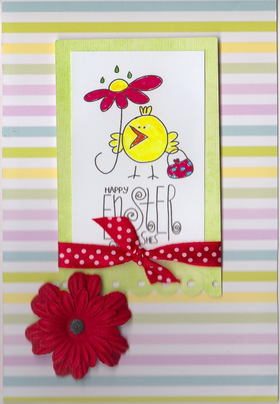 Yellow Chick with Flowery Umbrella (EAS190)