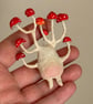 Spun Cotton Red Mushroom Art Doll - Image 4
