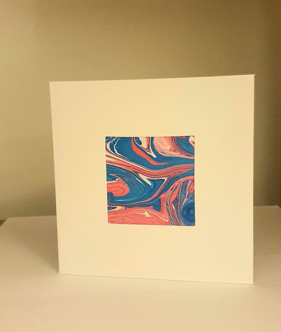 Multi Coloured Aperture Card with Marbled Pattern