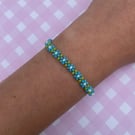 Light Blue Flower Seed Bead Bracelet