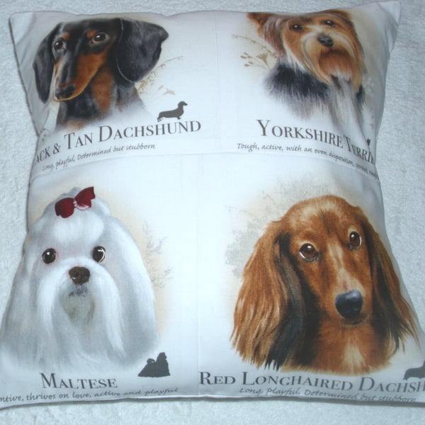 Dachshund, Yorkie, Maltese, long haired Dachshund portrait cushion