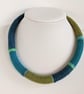 Felted cord necklace - shades of olive, blue and peacock green - Image 2