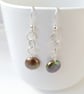 Sterling Silver Coin Pearl Drop Earrings Bronze Toned Cultured Pearl Dangle - Image 5