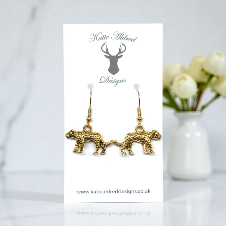 Charm Earrings - Gold Leopard 