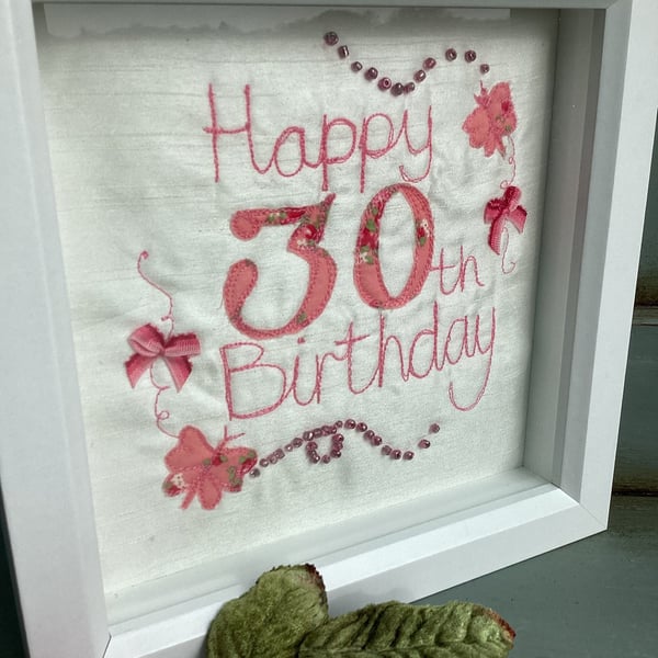 Happy 30th birthday.Embroidered picture