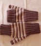 Hand Knitted Alpaca Mix Striped Fingerless Gloves - Image 2