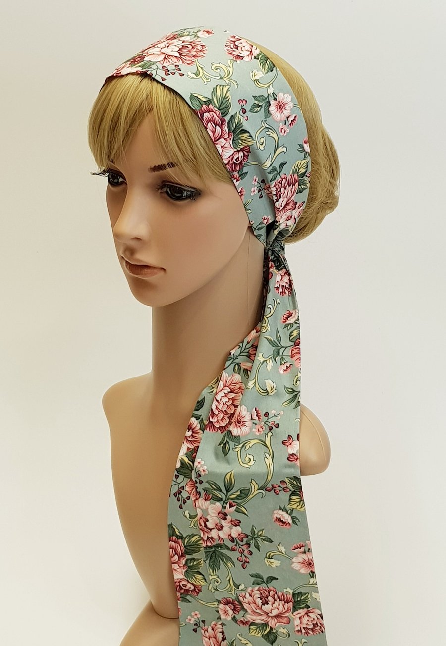 Pin up style hair tie, floral cotton hed scarf,... - Folksy