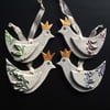 Set of four Xmas bird decorations