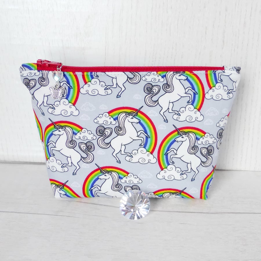 Unicorns make up bag, zipped pouch, cosmetic bag