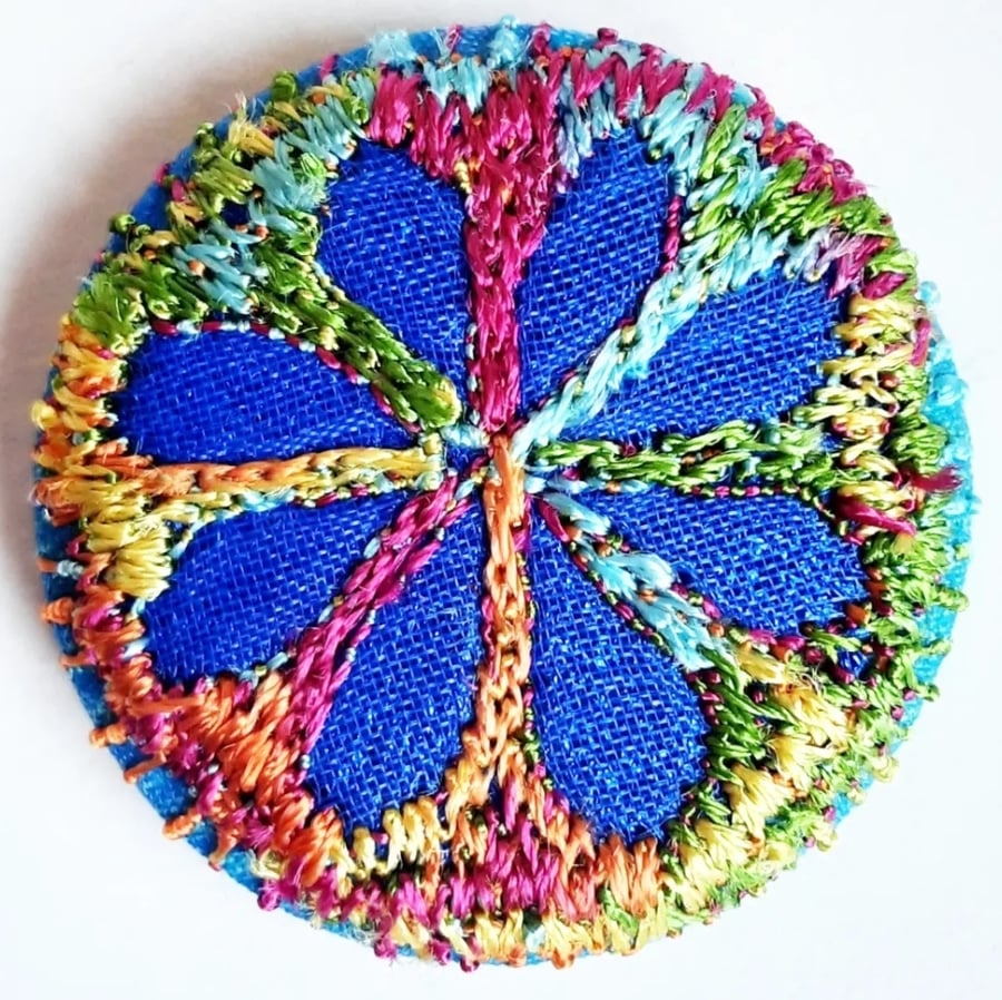 Buttons 1 inch button Hand Dyed Silks and Cottons Free Machine Embroidery Button