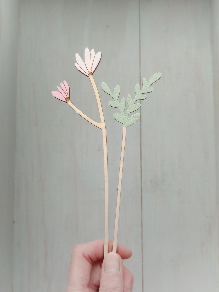 Wooden Flowers, Forever Flowers, Flower Decoration, Wooden Stem or Sprig