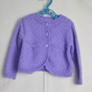 Hand Knitted Baby Cardigan Lilac Nylon Acrylic 9-12 months Lang Yarns