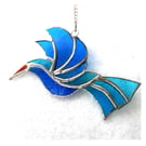Hummingbird Blue Teal Suncatcher Stained Glass Handmade Bird