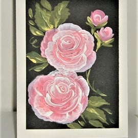 SALE ITEM acrylic art roses floral  painting ( ref F 568)