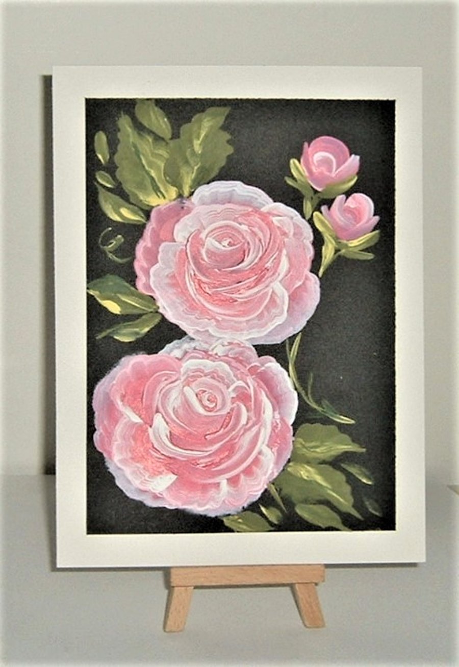SALE ITEM acrylic art roses floral  painting ( ref F 568)