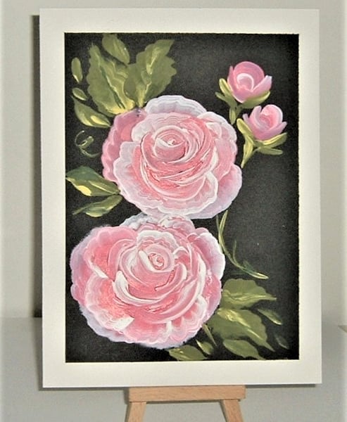 SALE ITEM acrylic art roses floral  painting ( ref F 568)