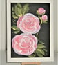 SALE ITEM acrylic art roses floral  painting ( ref F 568)