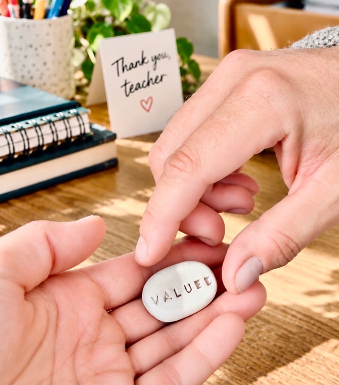 Loved or Valued Ceramic Word Brooch – Handmade Gift