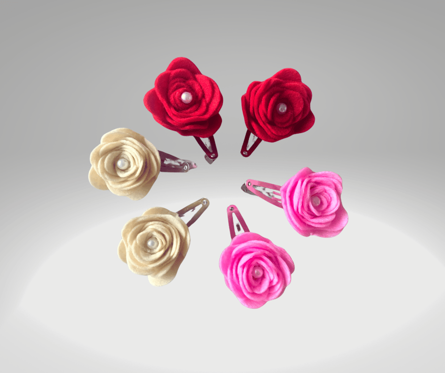 Rose Hair Clip with Pearl Set