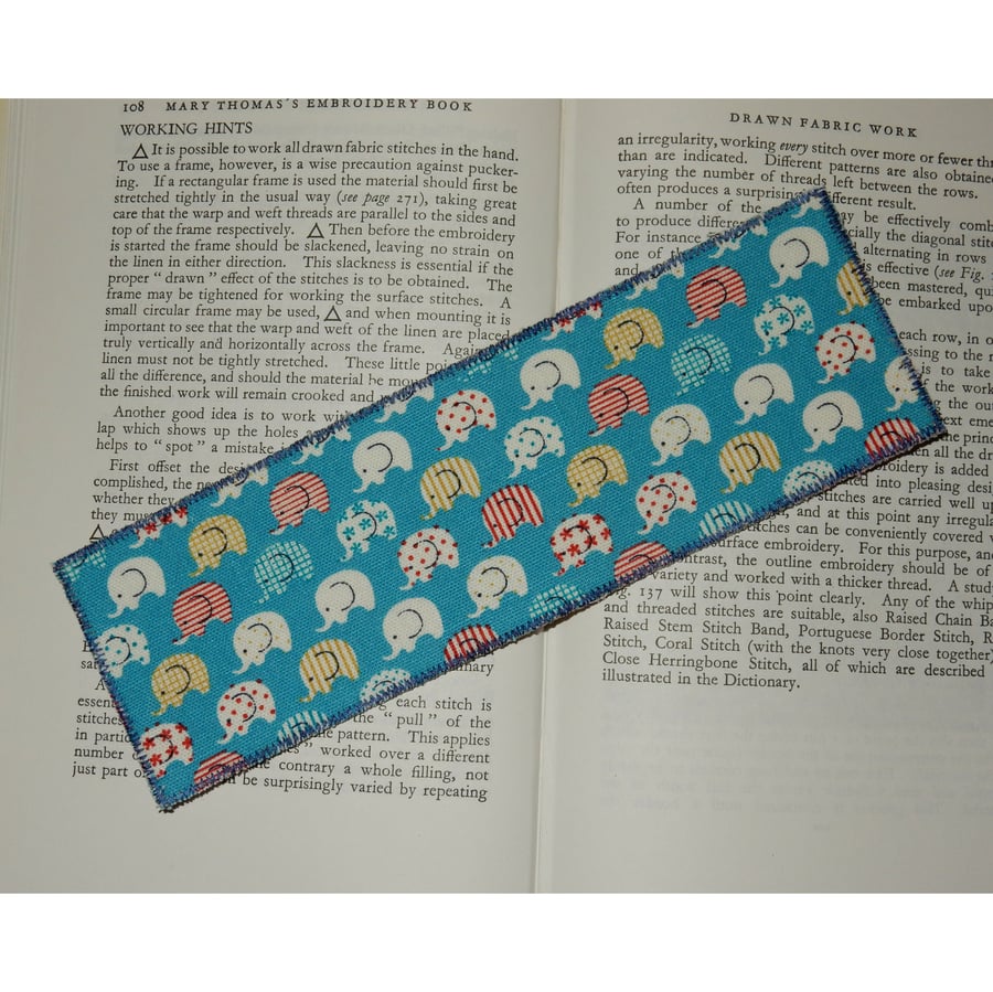 Bookmark elephants blue