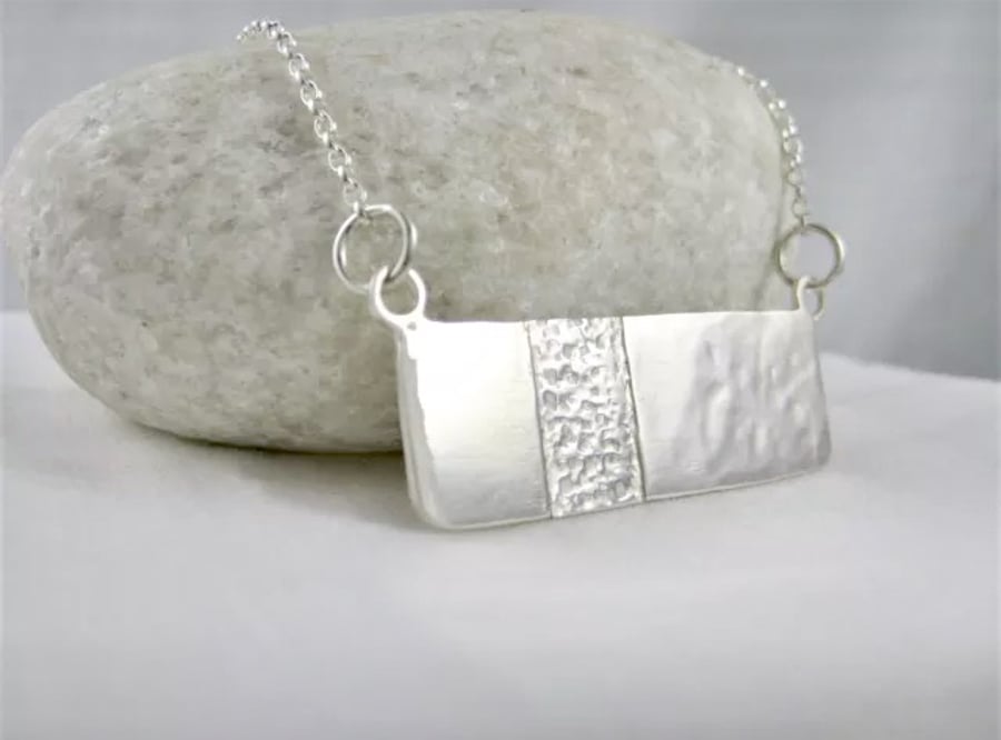 Abstract Sterling Silver Necklace 16" - Handmade By CMcB Jewellery