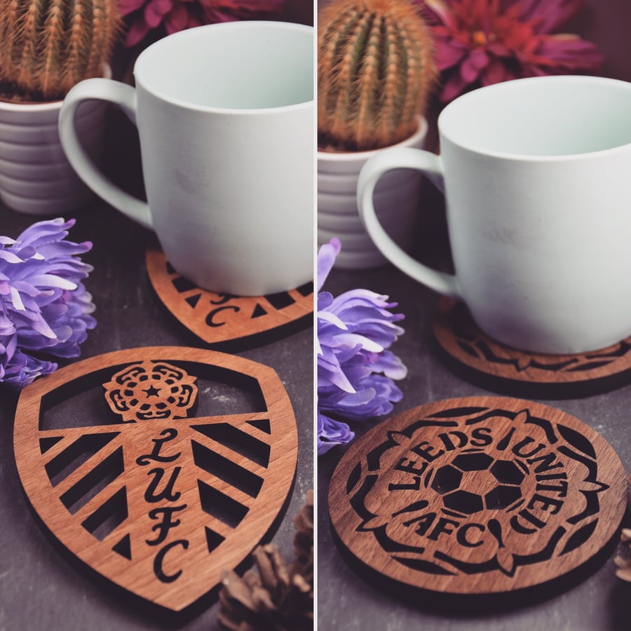 Mixed Pack of 4 Leeds United Coasters 90s-00s