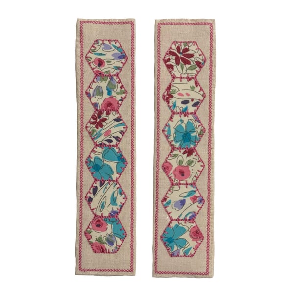 Linen Bookmark: Liberty Print Hexagon Textile Gift