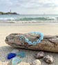 Cyan Blue Crystal Flower charm bracelet, boho bracelet, gift for her, delicate  - Image 4