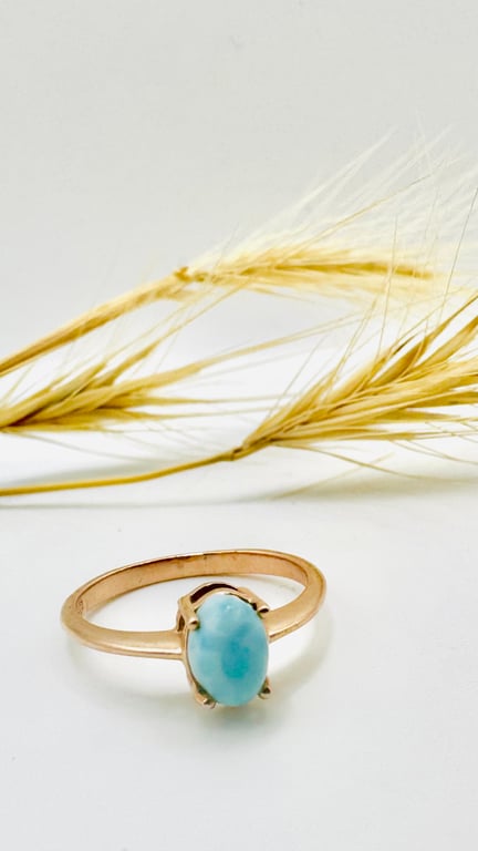 Sunrise Tide - Silver, Rose Gold and Larimar Ring