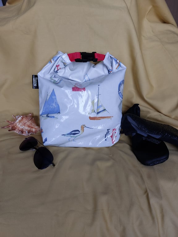 Nautical oilcloth drybag