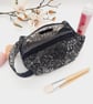 Boxed makeup bag in black and silver with handle.  - Image 6