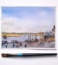 Topsham Quay Exeter Devon Watercolour and Ink Painting Mounted - Image 7
