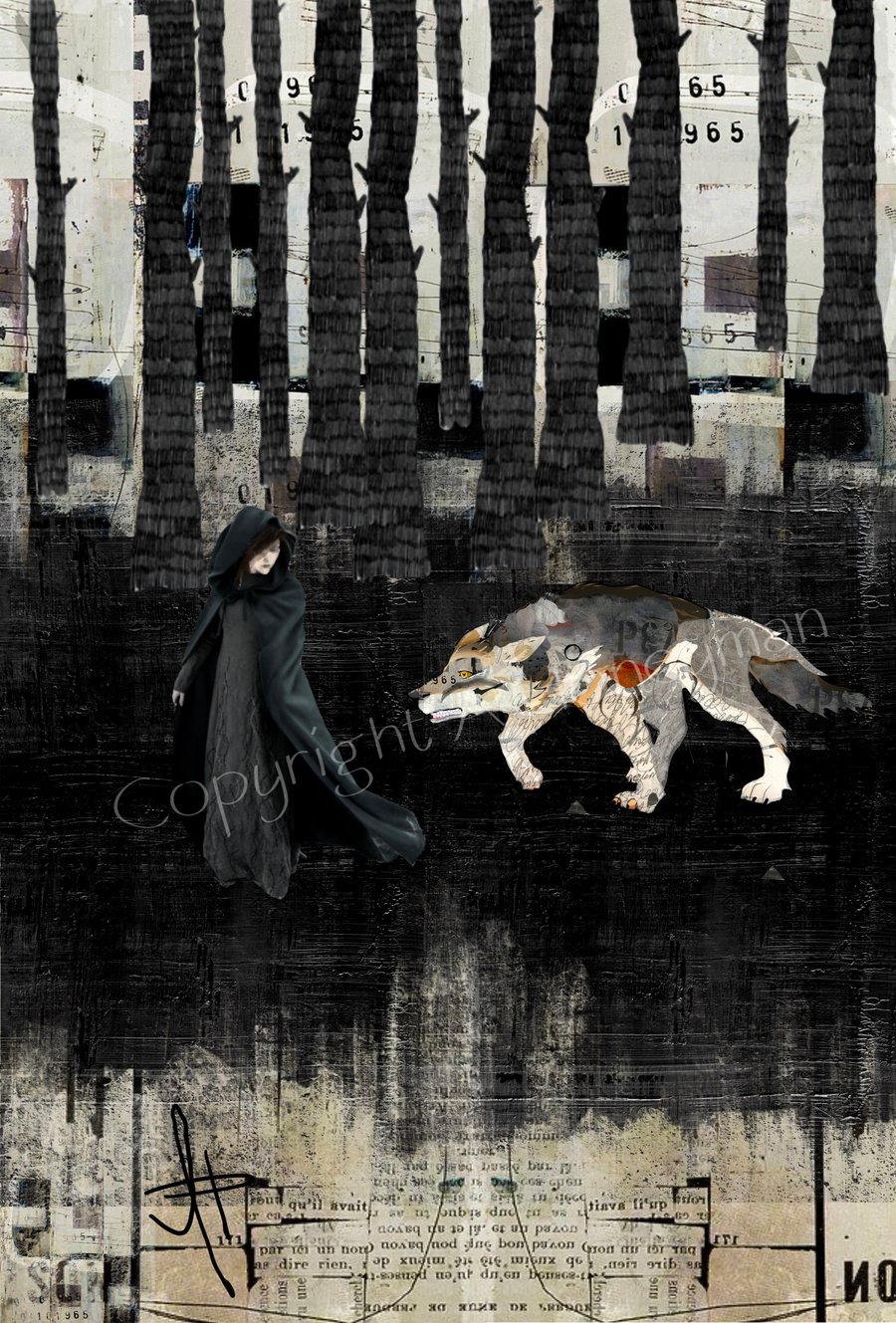 The Wolf mixed media art print