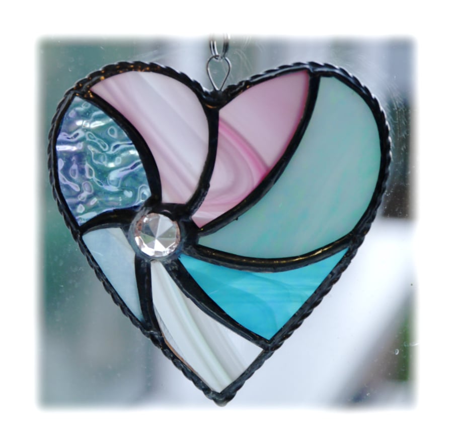 Pastel Swirl Heart Stained Glass Suncatcher 012