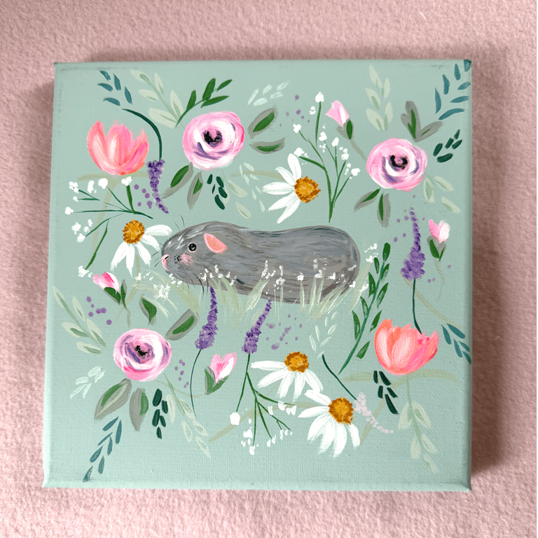 Guinea Pig Flower Painting 
