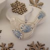 Frosty Robin ceramic bird Christmas decoration