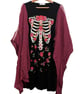 Upcycled Day of the Dead Boho Goth Tunic One Size  Festival Top