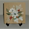 Hand painted winter floral design blank greetings card ( ref F 795 )