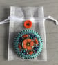 Hand Embroidered Orange Blossom Brooch  - Image 5