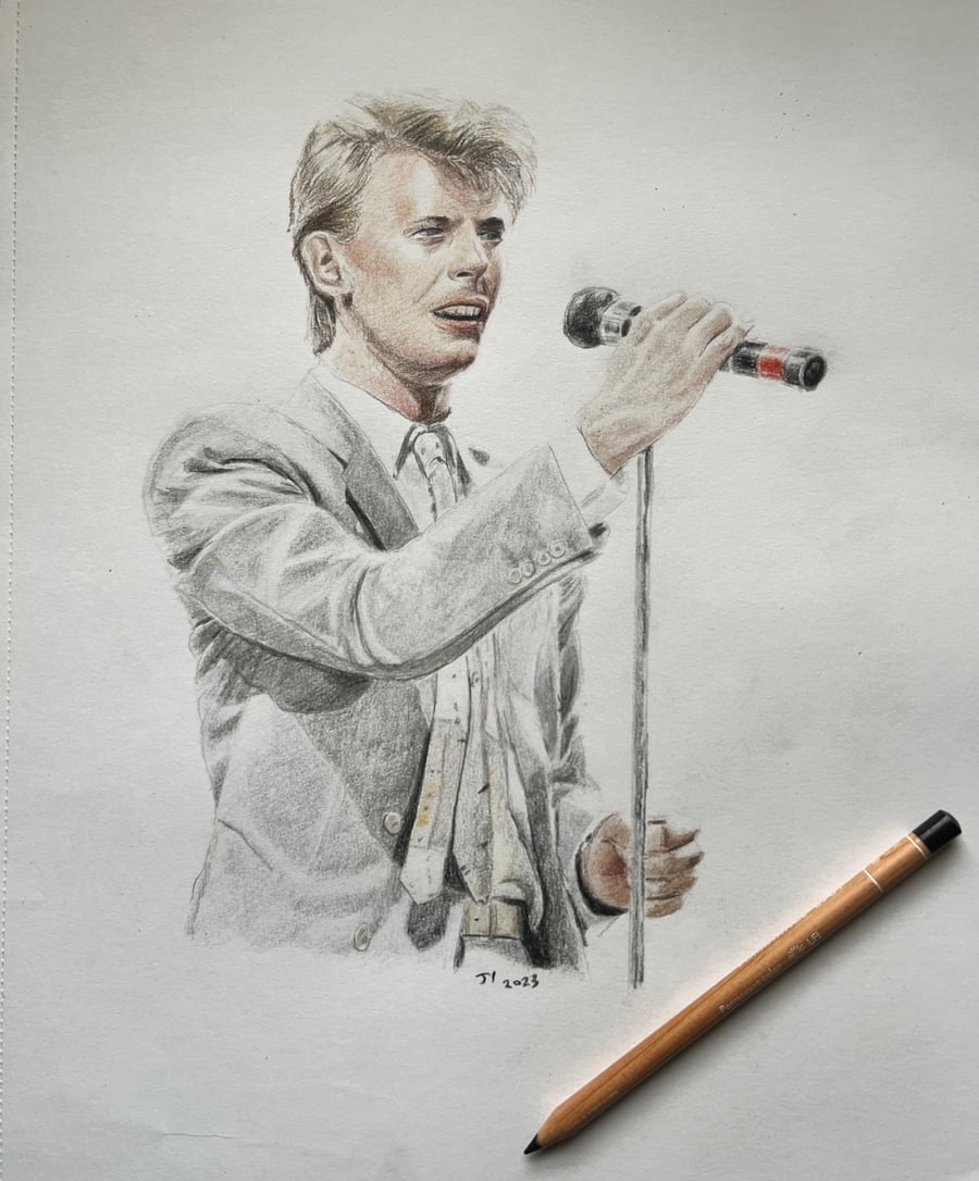 Original framed A3 drawing of David Bowie 