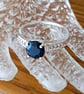 Natural Blue Sapphire Sterling Silver Ring With White Zircon Size N to O - Image 4