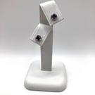 9ct White Gold Halo Earrings With Amethyst Cubic Zirconia 5mm