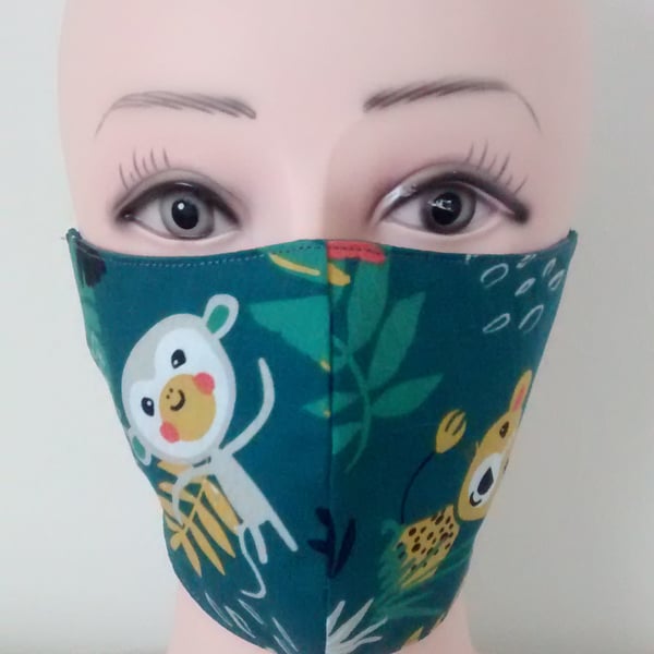 Handmade 3 layers animal monkey reusable adult face mask.