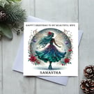 Teal Fairy Personalised Christmas Card