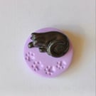 Black Cat Needle Minder with Purple Base. For cross stitching, embroidery