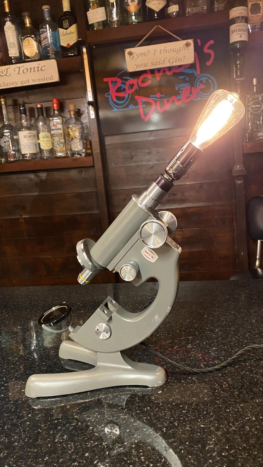 Vintage up -cycled 1950s microscope lamp
