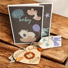 New Baby Gift Set – Handmade Card, Gift Tag & Wooden Keepsake