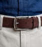 Chocolate Brown Full Grain Suede Belt Silver Buckle Men's Belt 35mm 1.4 Inch
