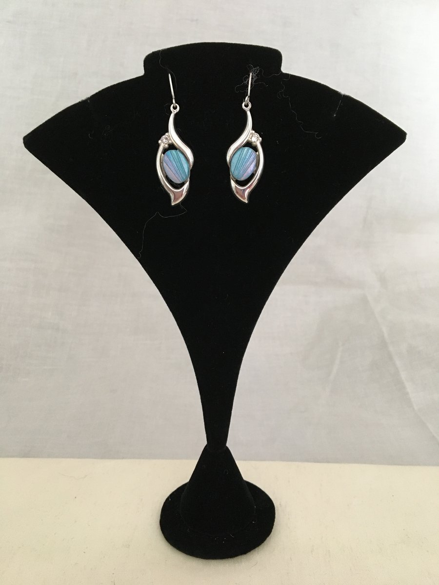 Drop Earrings with Azure Oval Centres